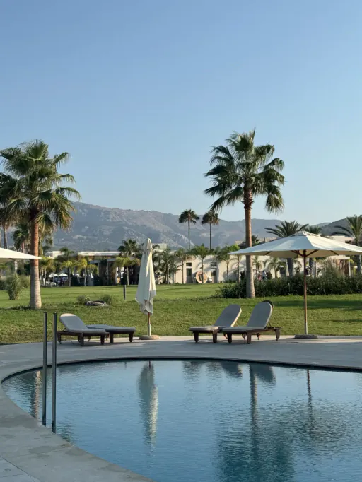 Pool and palms at a Greek hotel
