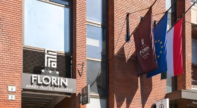 Florin Apart Hotel signage, Budapest