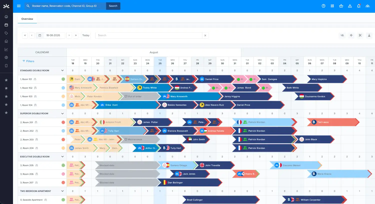 SabeeApp calendar overview