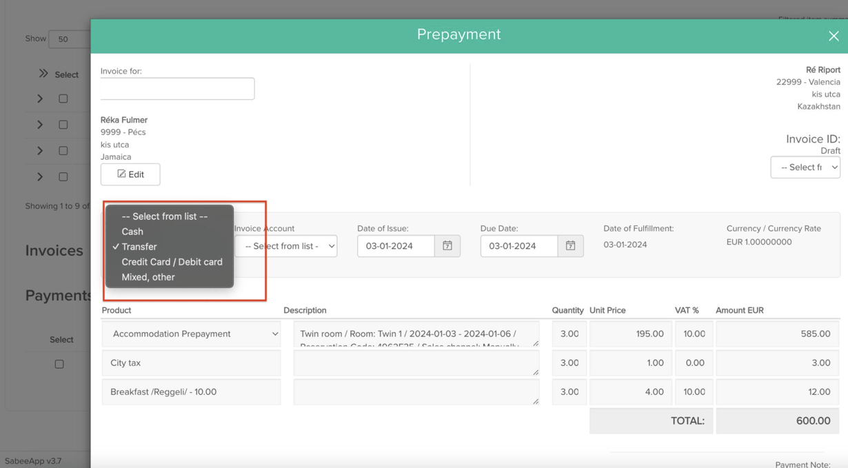 Invoice types